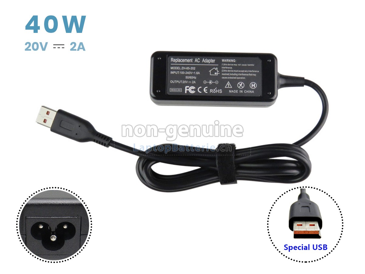 Lenovo 20V 2A 40W USB Ersatzadapter