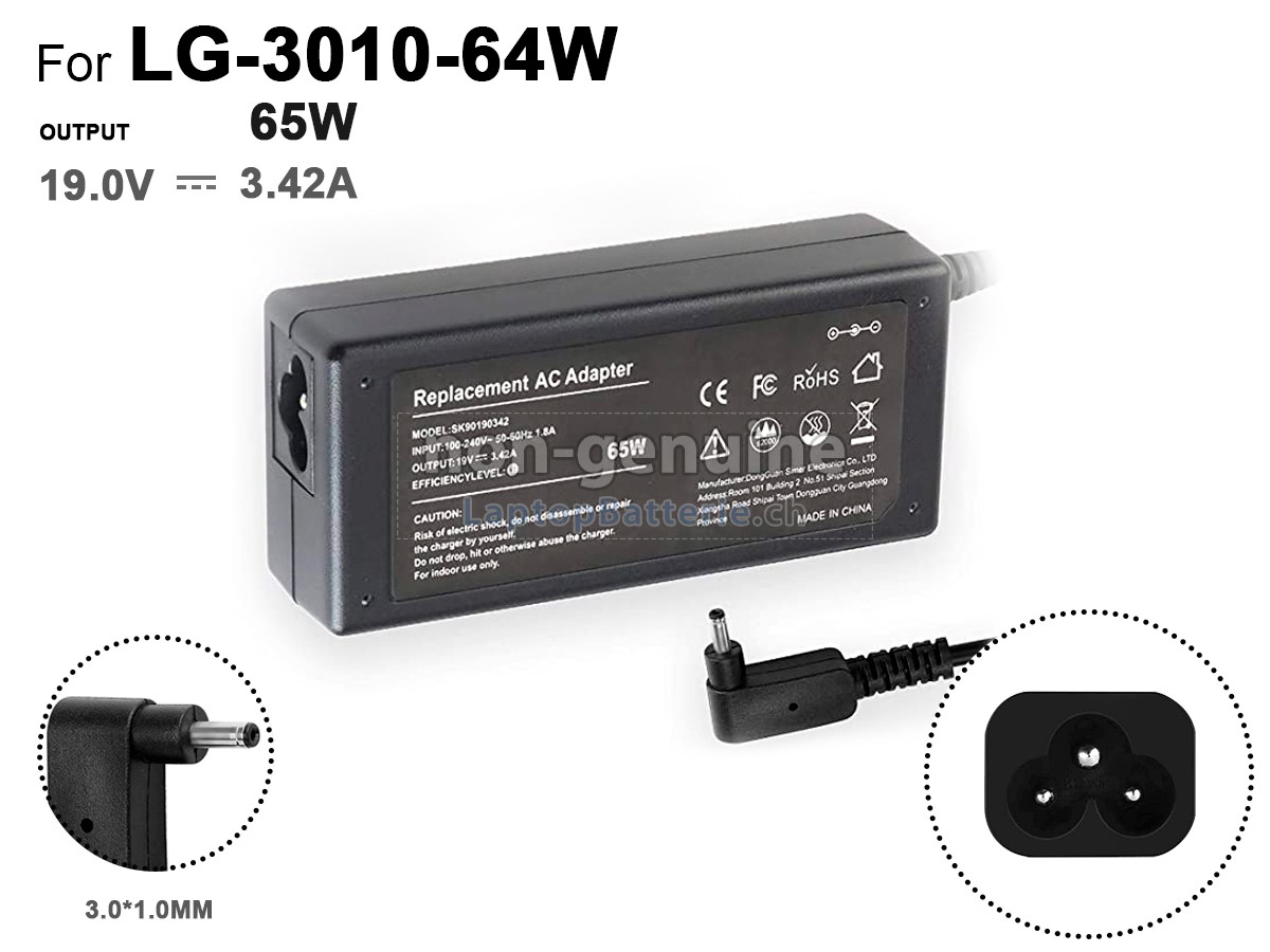 LG 65W 19V 3.42A 3.0*1.0MM Ersatzadapter