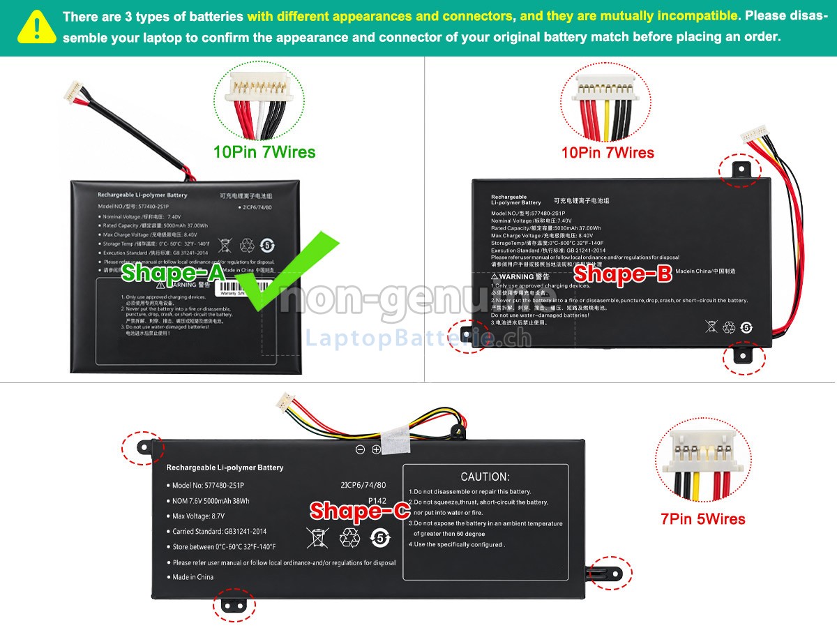 AolsteCell 577480-2S1P Ersatzbatterie