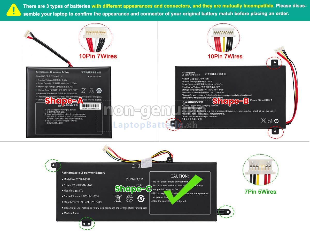 AolsteCell 577480-2S1P Ersatzbatterie