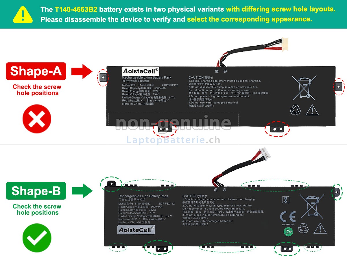 AolsteCell T140-4663B2 Ersatzbatterie