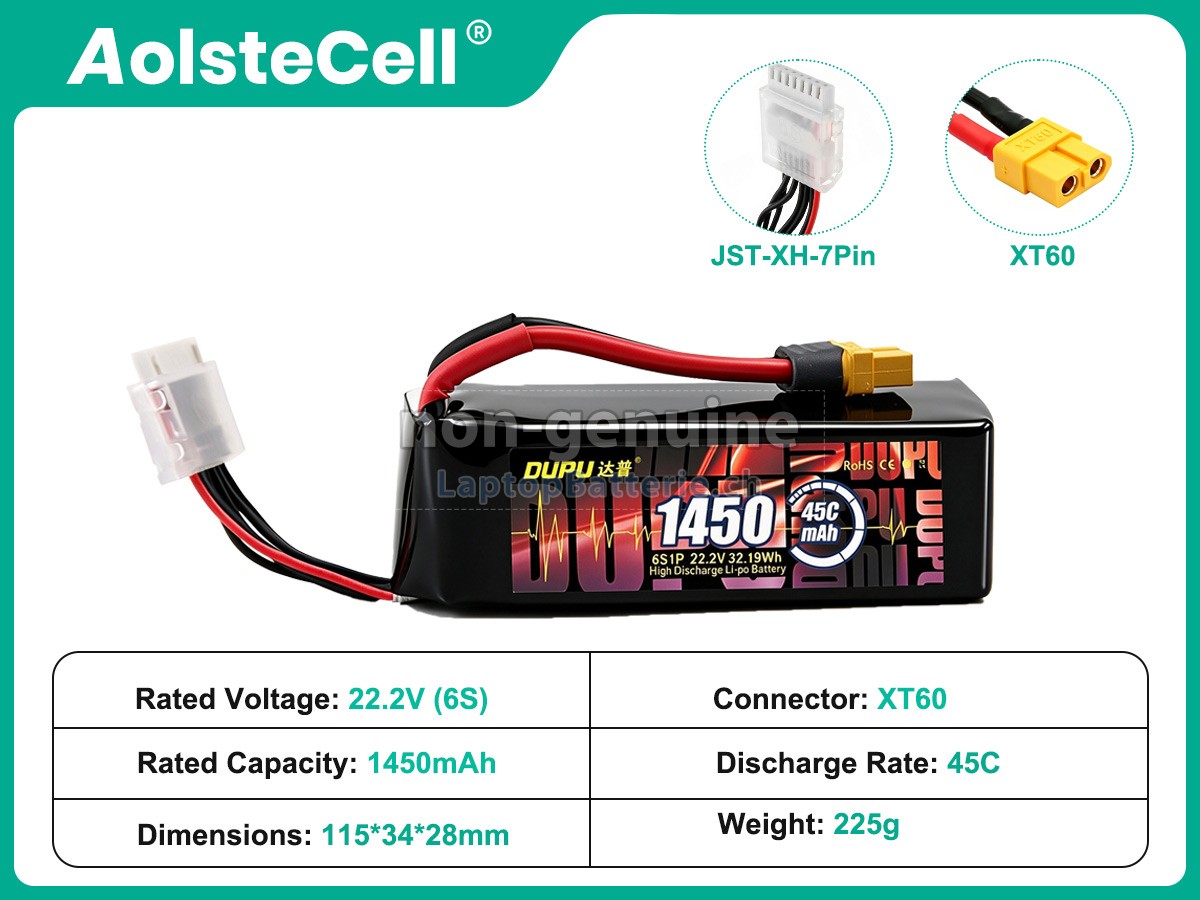 AolsteCell 22.2V 1450MAH 45C XT60 Ersatzbatterie
