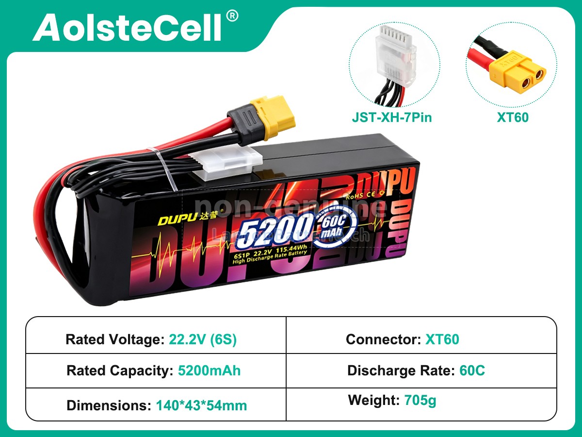 AolsteCell 22.2V 5200MAH 60C XT60 JST-XH 7P Ersatzbatterie