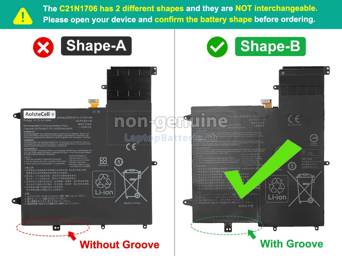 Asus C21N1706(2ICP3/82/138) Ersatzbatterie