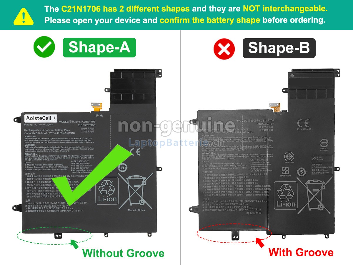 Asus C21N1706(2ICP3/82/138) Ersatzbatterie